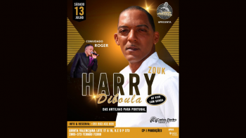 Imagem de Harry Diboula das Antilhas e o Roger da Guiné-Bissau juntos em jantar-concerto