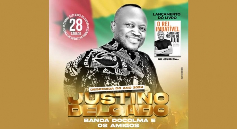 Imagem de Justino Delgado num show em que apresenta o seu livro